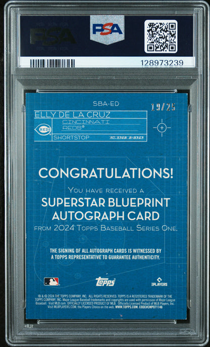 2024 Topps Superstar Blueprint Autographs #SBAED Elly De La Cruz PSA 7
