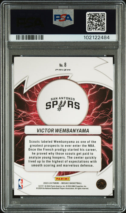 2023 Panini Mosaic Thunder Road #8 Victor Wembanyama Thunder Road-Mosaic PSA 10