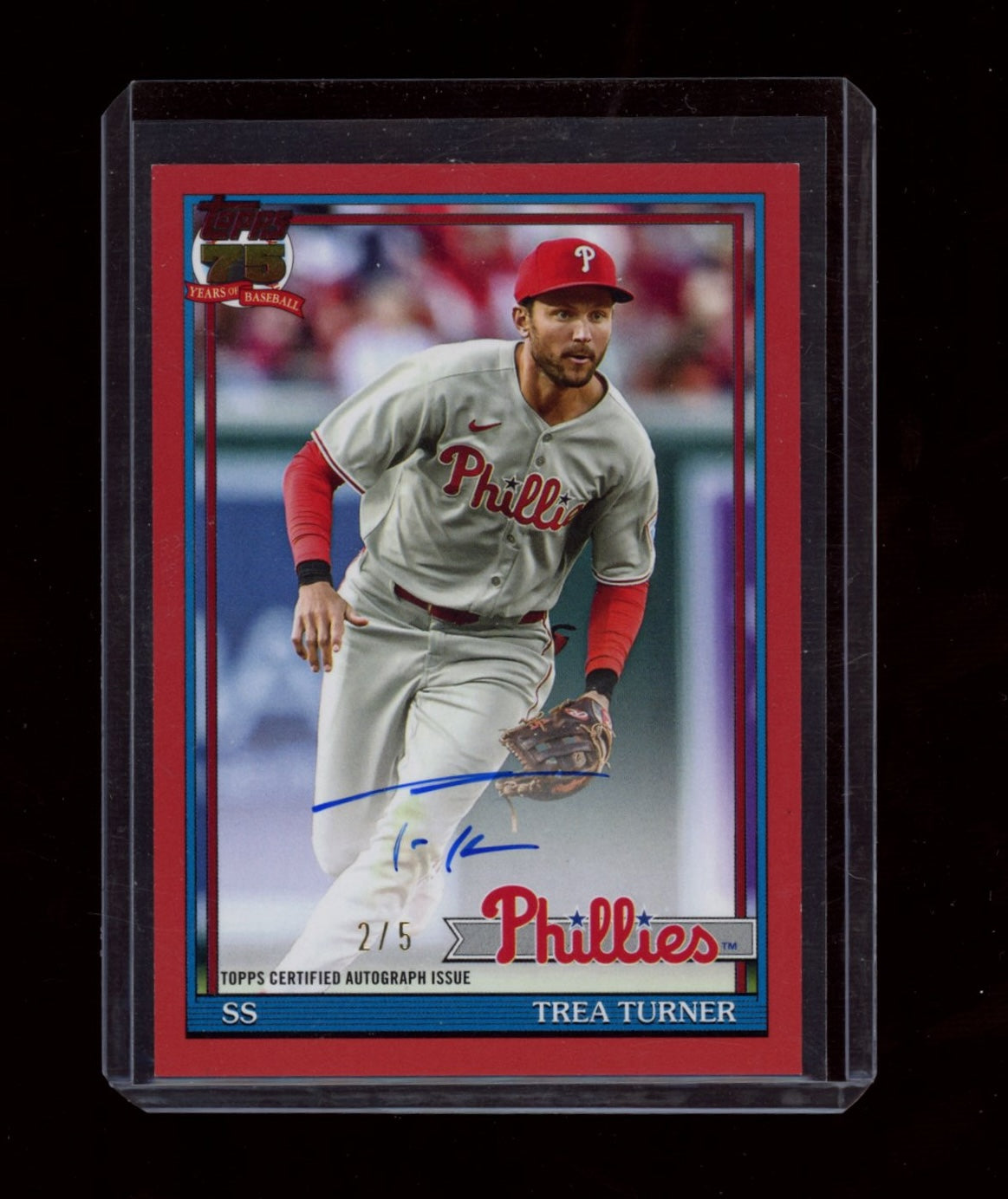 2026 Topps Trea Turner 1991 Topps Baseball 35th Anniversary Auto Red #/5