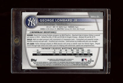 2024 Bowman #BMA-GL George Lombard Jr. Chrome Prospect Auto Mojo Refractors