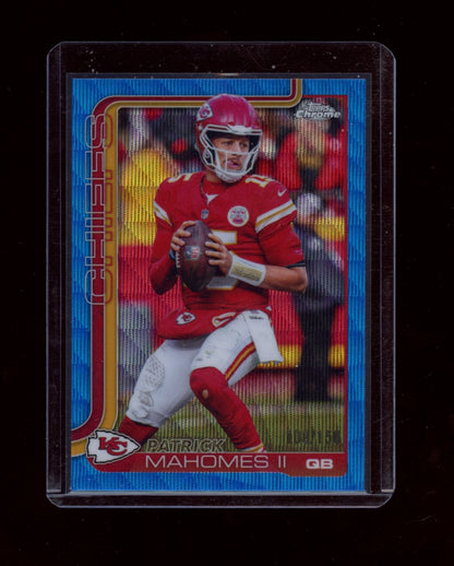 2025 Topps Chrome #148 Patrick Mahomes II Blue Wave Refractor #/150
