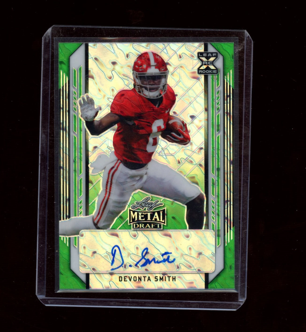 2021 Leaf Metal Draft #BA-DS2 DeVonta Smith Autographs Marbles Green #/10