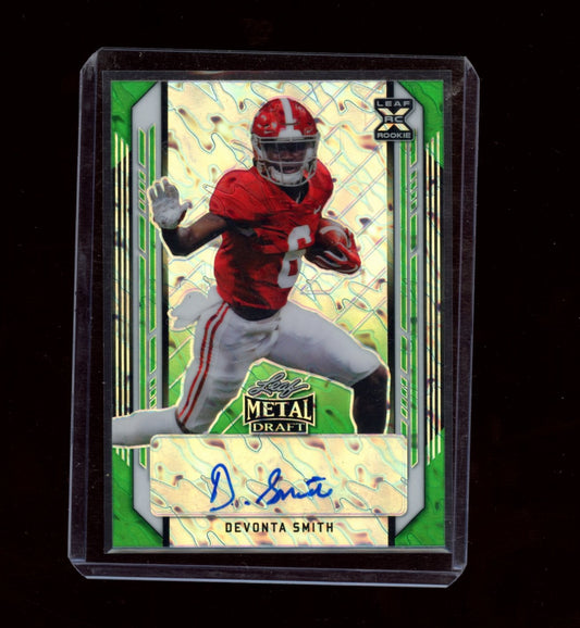 2021 Leaf Metal Draft #BA-DS2 DeVonta Smith Autographs Marbles Green #/10
