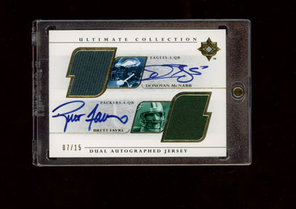 2004 Upper Deck Ultimate Collection #UGJS2-MF McNabb / Favre Dual Autos #/15