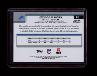 2025 Topps Chrome #98 Amon-Ra St. Brown Blue Refractor #/150