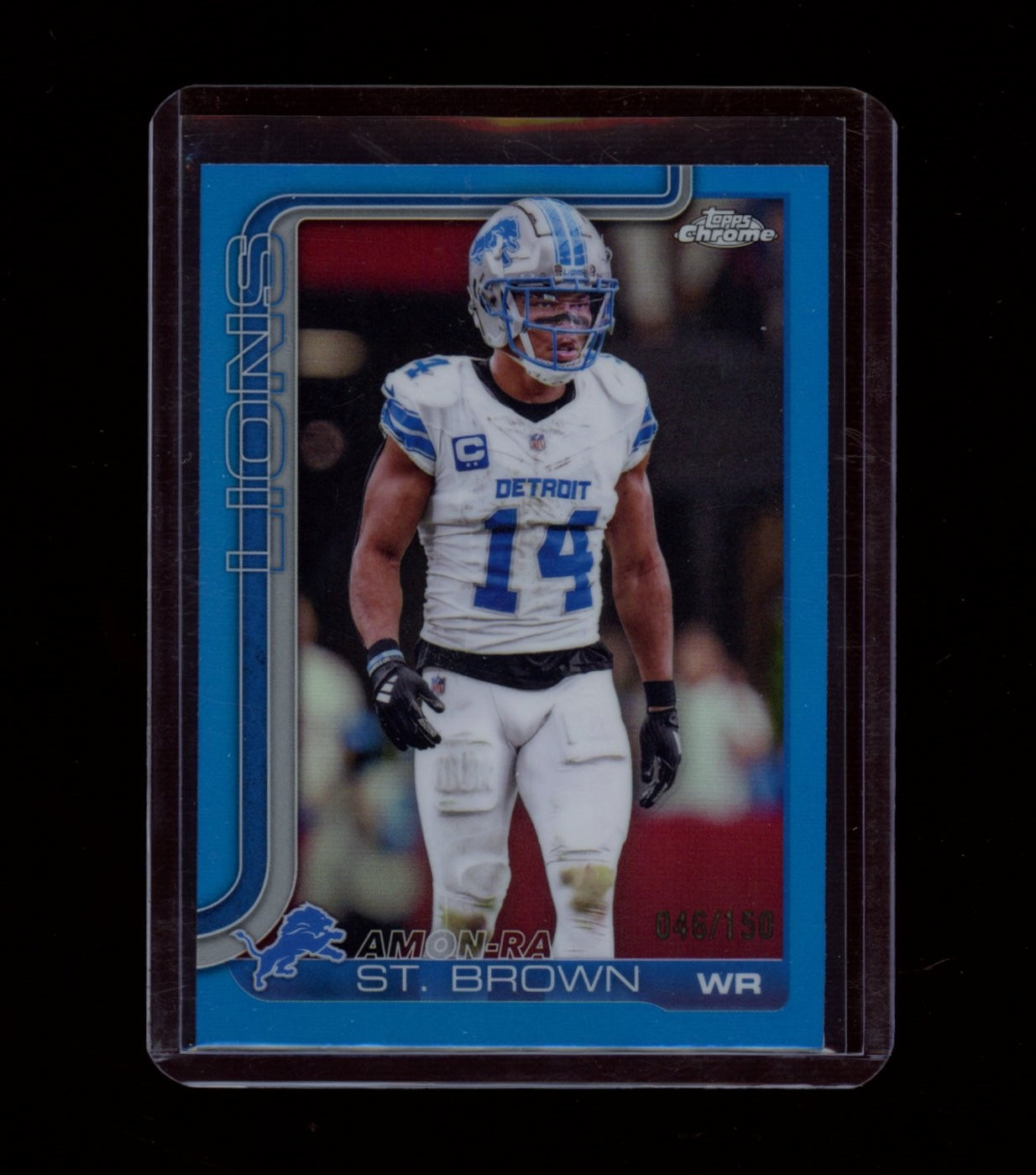 2025 Topps Chrome #98 Amon-Ra St. Brown Blue Refractor #/150