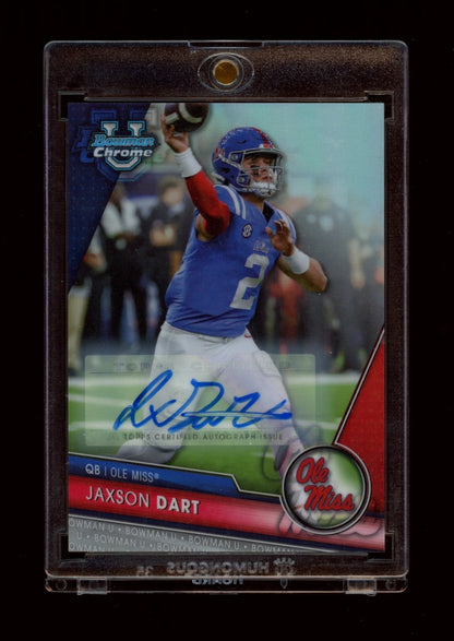 2023 Bowman University Chrome #191 Jaxson Dart Chrome Auto Refractor #/499