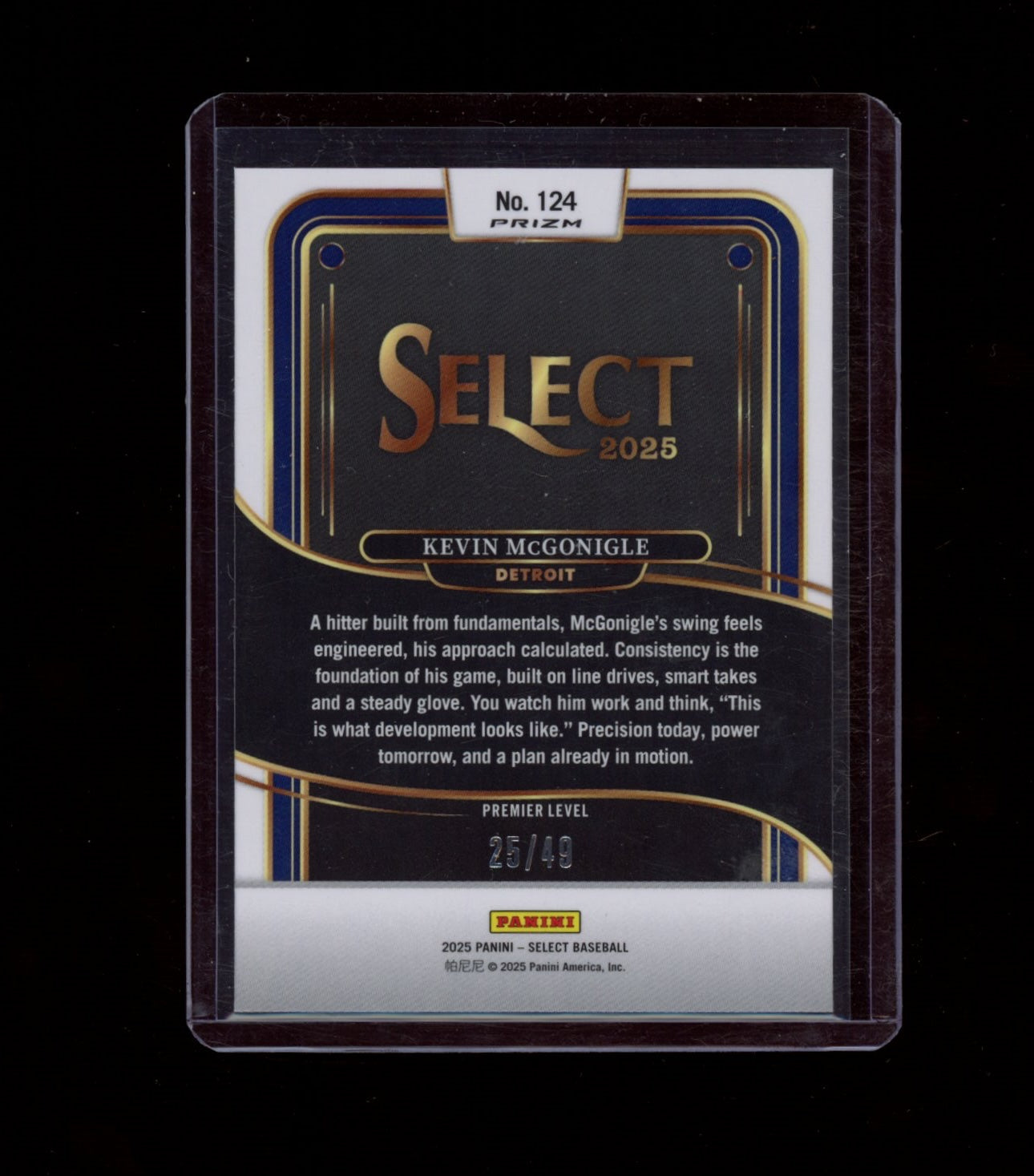 2025 Panini Select #124 Kevin McGonigle Orange Prizms #/49