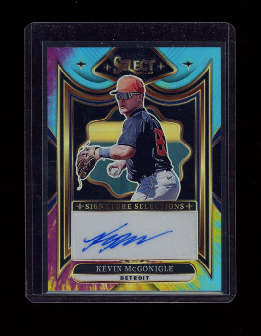2025 Panini Select #SS-KM Kevin McGonigle Sig Selections Tie-Dye Prizm #/25