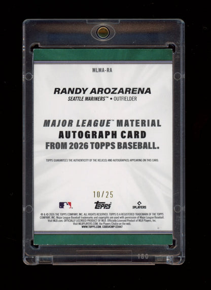2026 Topps #MLMA-RA Randy Arozarena MLB Auto Orange #/25