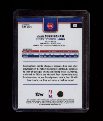 2025-26 Topps Chrome #88 Cade Cunningham Green RayWave Refractor #/99