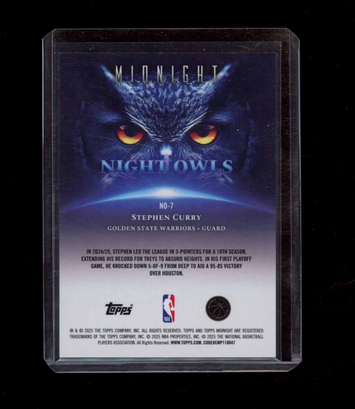 2025-26 Topps Midnight #NO-7 Stephen Curry Night Owls Dusk #/75