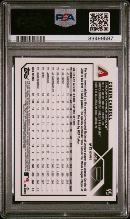 2023 Topps Chrome Logofractor Edition #95 Corbin Carroll Green Refractor PSA 10