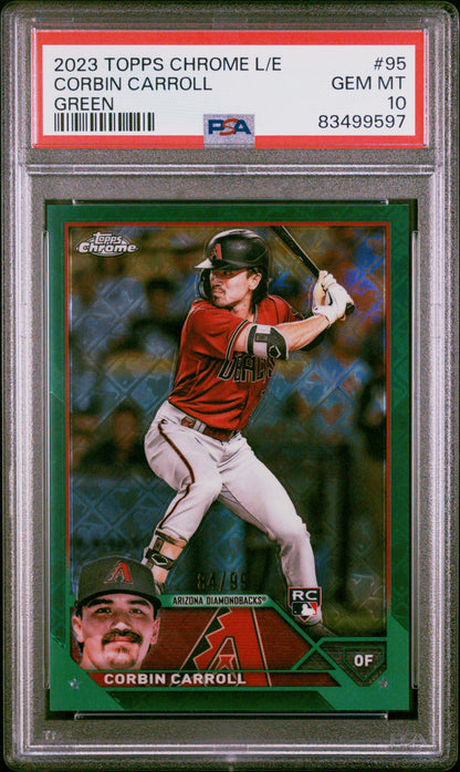 2023 Topps Chrome Logofractor Edition #95 Corbin Carroll Green Refractor PSA 10