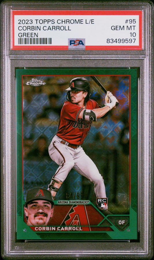 2023 Topps Chrome Logofractor Edition #95 Corbin Carroll Green Refractor PSA 10
