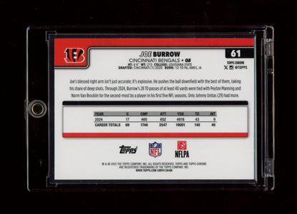 2025 Topps Chrome #61 Joe Burrow Topps Variation Refractor