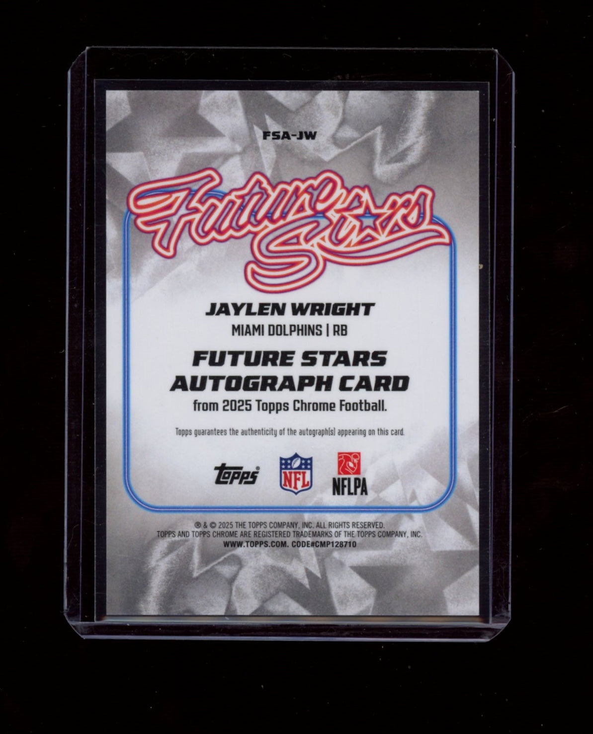 2025 Topps Chrome #FSA-JW Jaylen Wright FS Auto Orange Refractor #/25