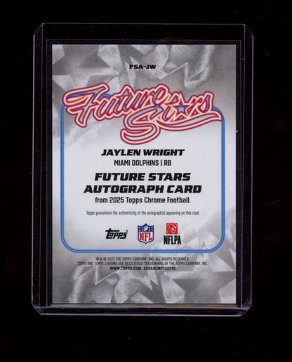 2025 Topps Chrome #FSA-JW Jaylen Wright FS Auto Orange Refractor #/25