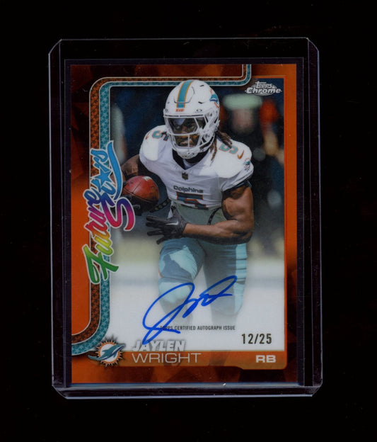 2025 Topps Chrome #FSA-JW Jaylen Wright FS Auto Orange Refractor #/25