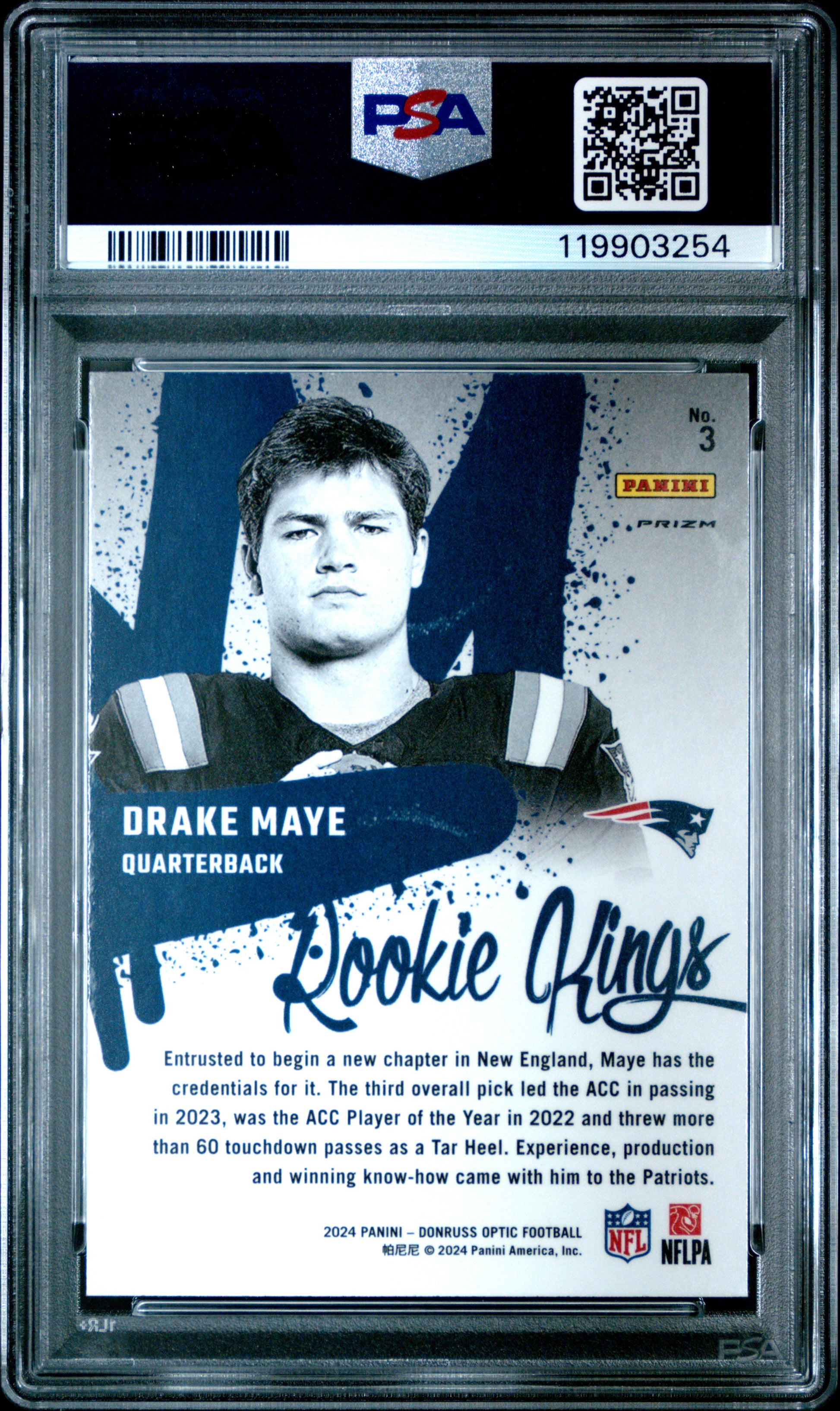 2024 Panini Donruss Optic Rookie Kings #3 Drake Maye PSA 9