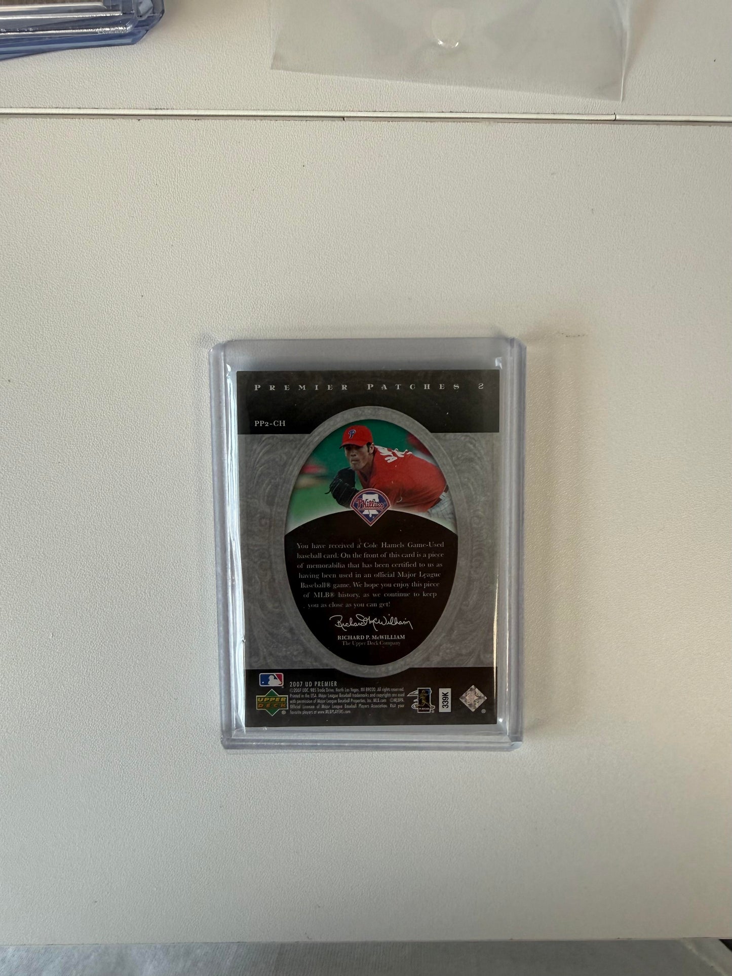 2007 Upper Deck Premier #PP2-CHa Cole Hamels Premier Patches 2 (Dual) #/75