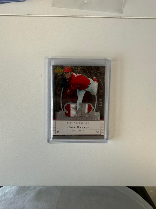 2007 Upper Deck Premier #PP2-CHa Cole Hamels Premier Patches 2 (Dual) #/75