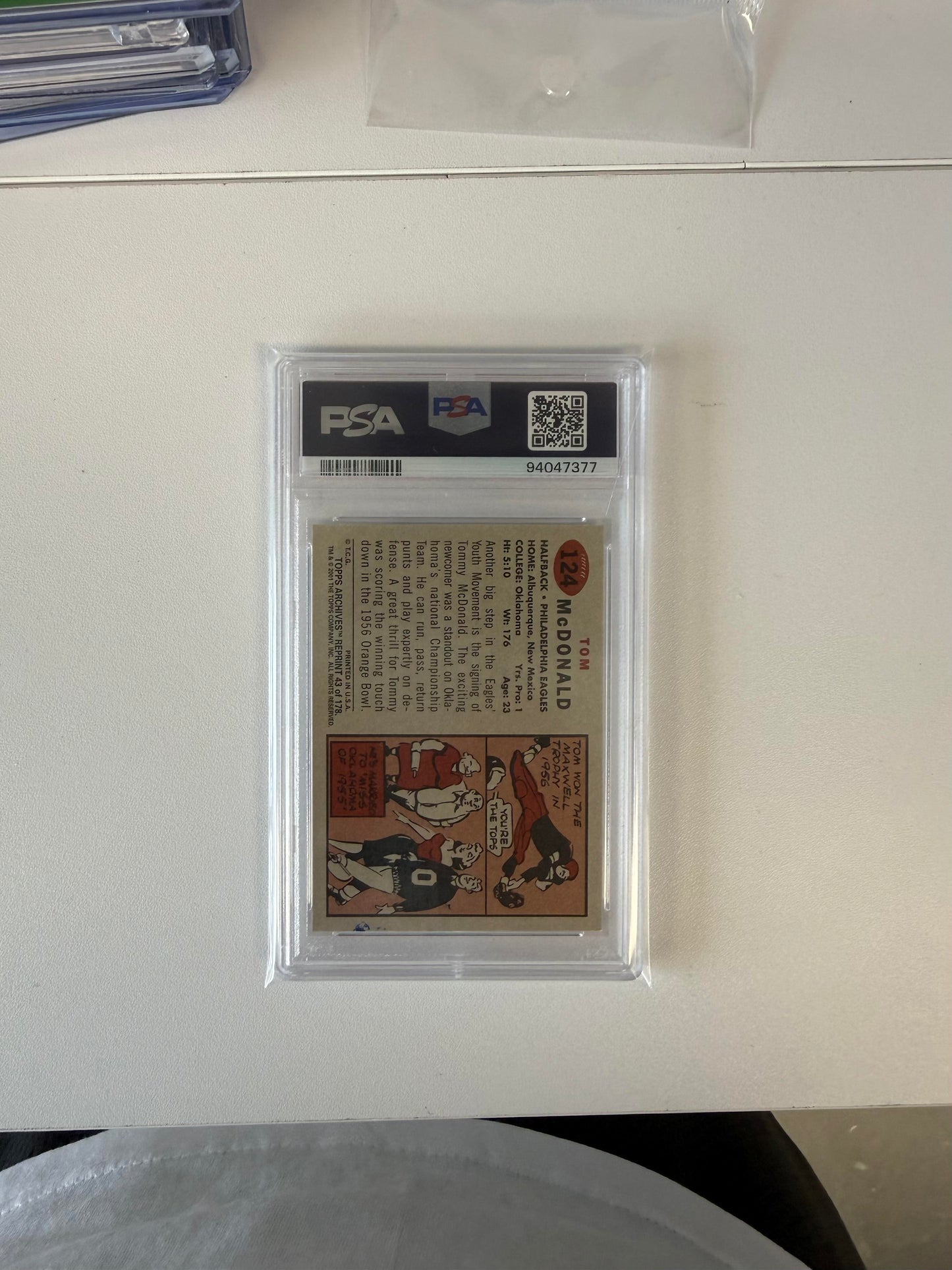 2001 Topps Archives #43 Tommy McDonald Autograph PSA Auth