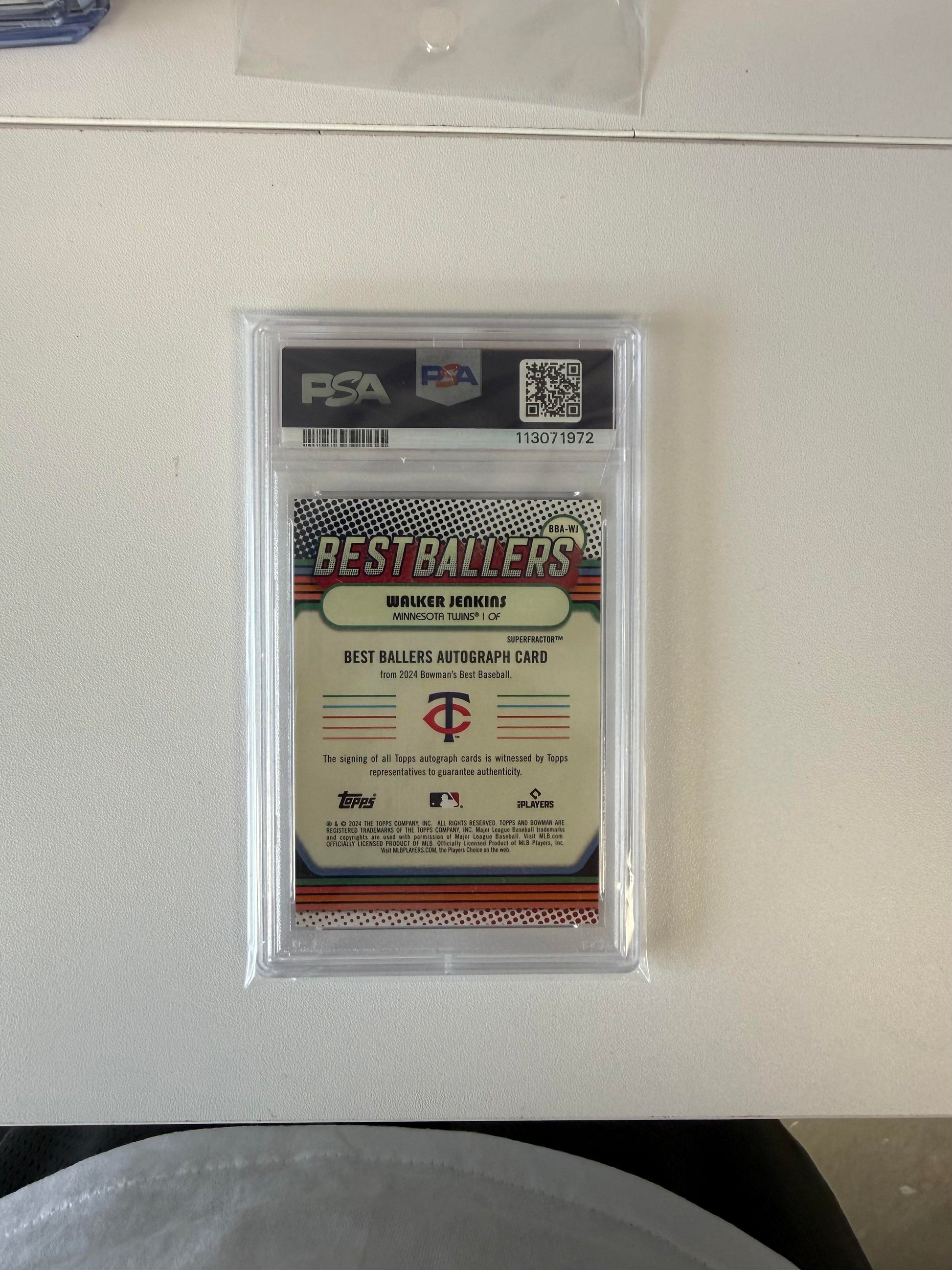 2024 Bowman's Best #BBA-WJ Walker Jenkins Best Ballers Auto SuperFractors #/1