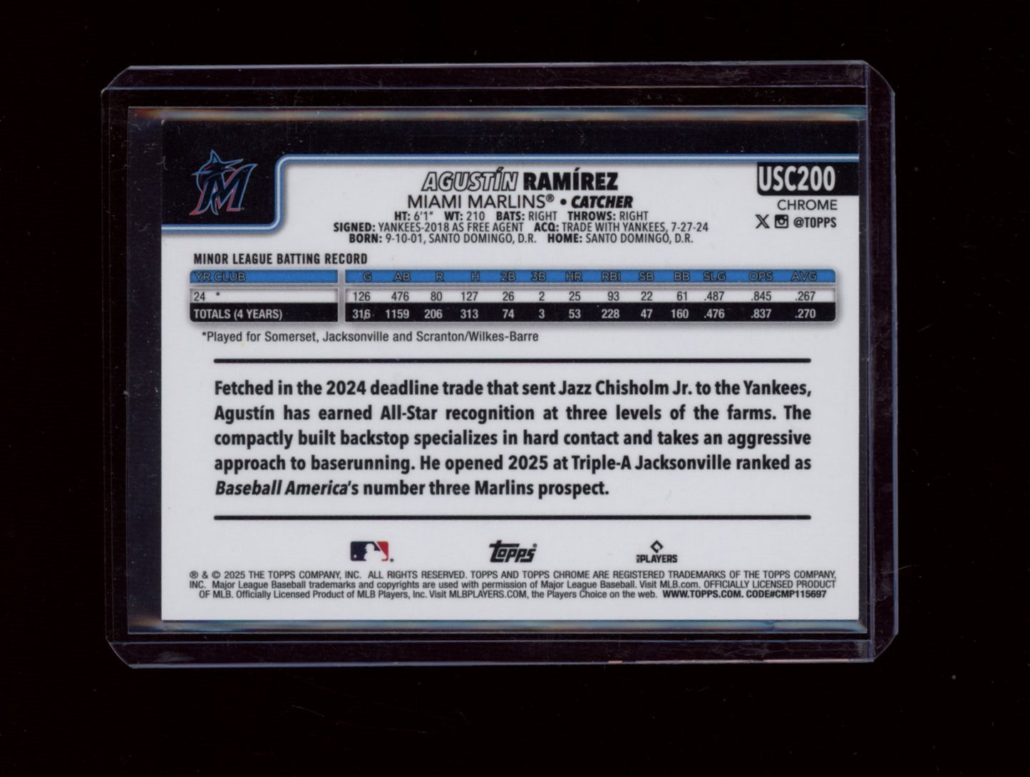 2025 Topps Chrome Update #USC200 Agustín Ramírez Red Refractors #/5