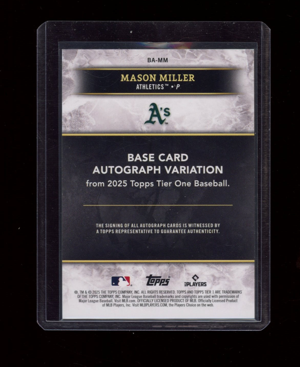 2025 Topps Tier One #BA-MM Mason Miller Base Tier 2 Autographs