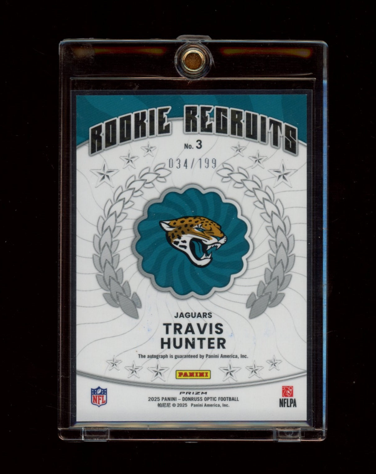 2025 Donruss Optic #3 Travis Hunter Rookie Recruits Autographs #/199