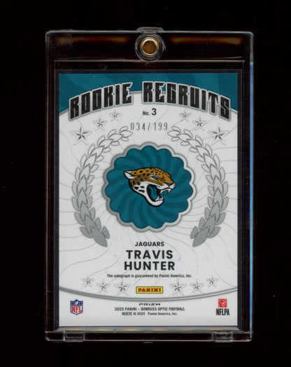 2025 Donruss Optic #3 Travis Hunter Rookie Recruits Autographs #/199