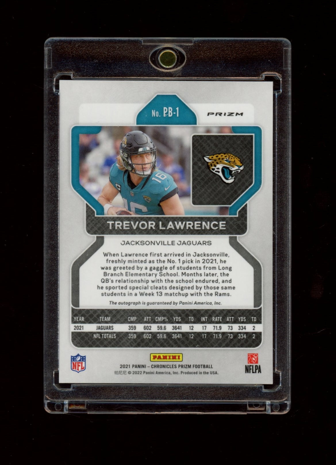 2021 Panini Chronicles #PB-1 Trevor Lawrence Prizm Black Signatures