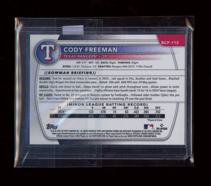2025 Bowman #BCP-112 Cody Freeman Chrome Prospects Red Geometric Refractor #/5