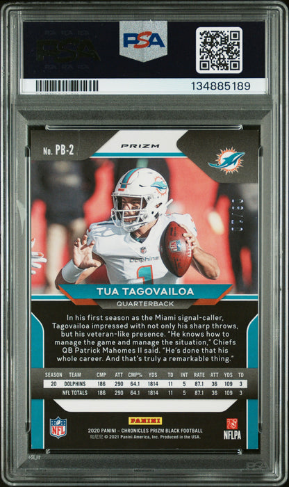 2020 Panini Chronicles Prizm Black #PB2 Tua Tagovailoa Prizm Black-Gold PSA 9