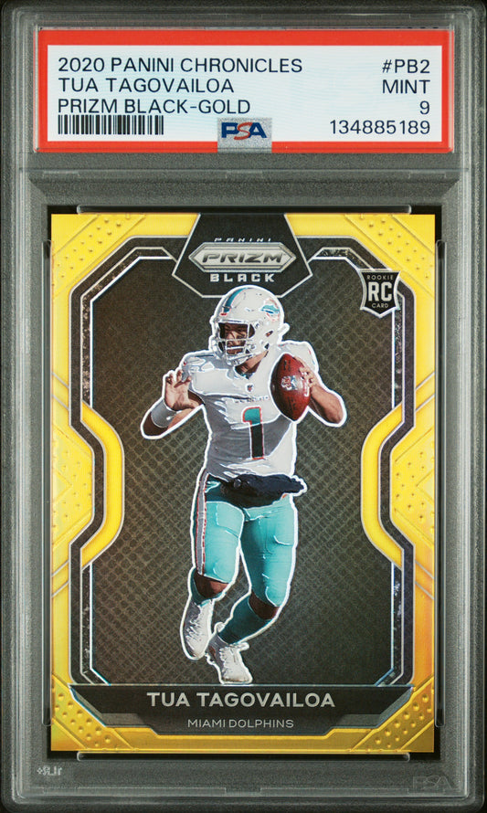 2020 Panini Chronicles Prizm Black #PB2 Tua Tagovailoa Prizm Black-Gold PSA 9