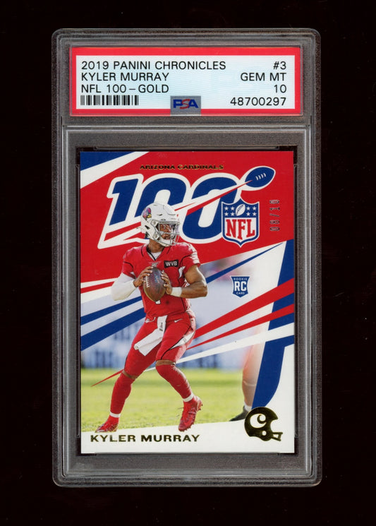 2019 Panini Chronicles Nfl 100 #3 Kyler Murray Nfl 100-Gold PSA 10