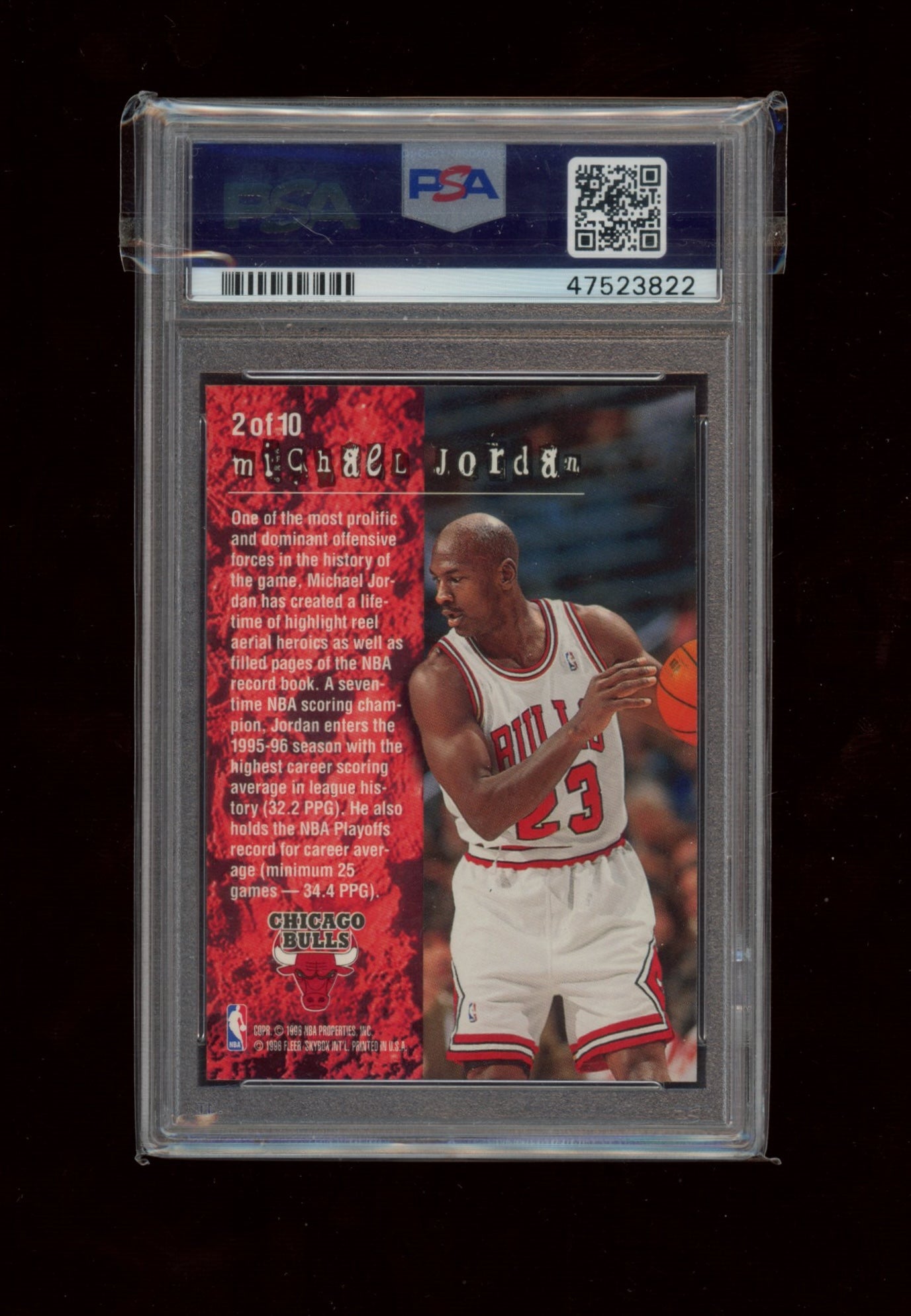 1995 Fleer Total O #2 Michael Jordan Hot Packs PSA 8