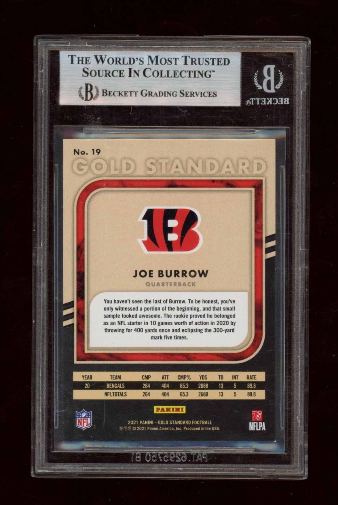 2021 Panini Gold Standard Violet #19 Joe Burrow BGS 8.5