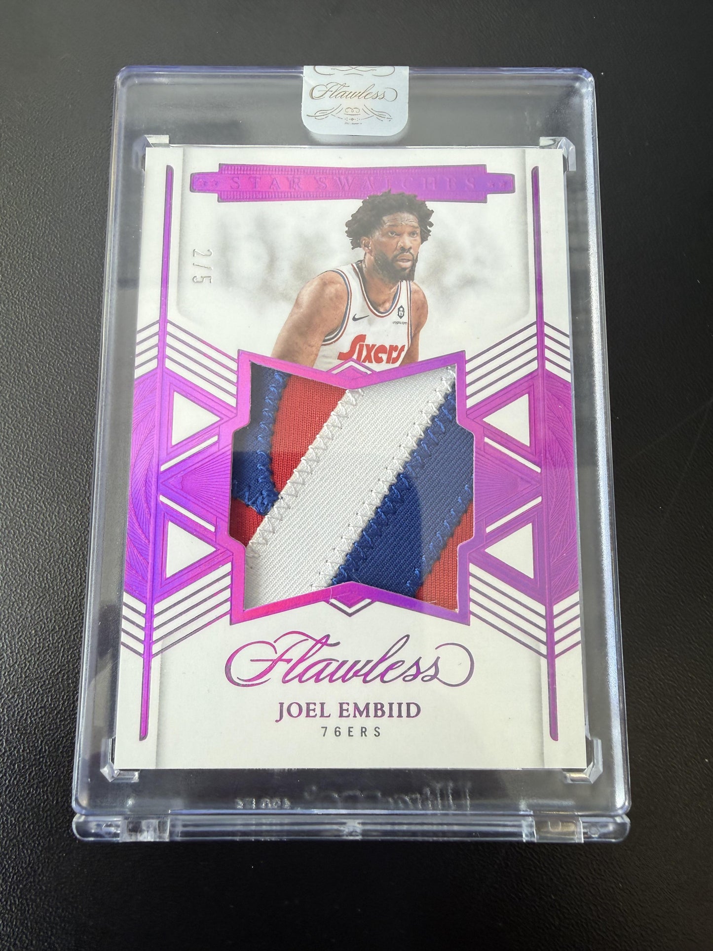 2024-25 Panini Flawless #STR-JEM Joel Embiid Star Swatches Fuscia #/5