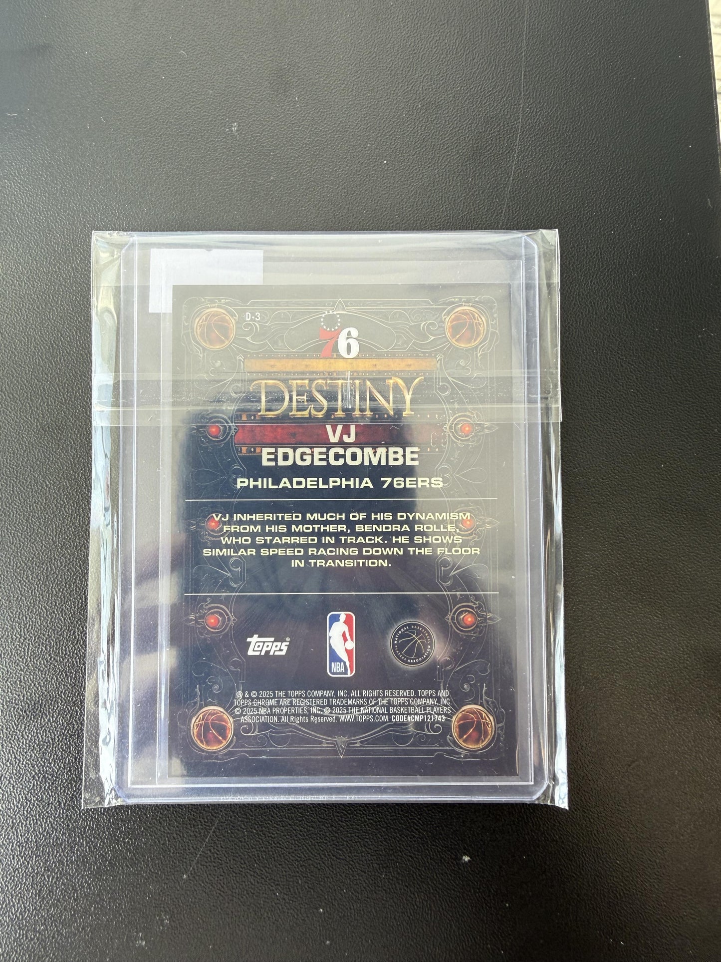 2025-26 Topps Chrome #D-3 VJ Edgecombe Destiny Green Geometric Refractor #/99