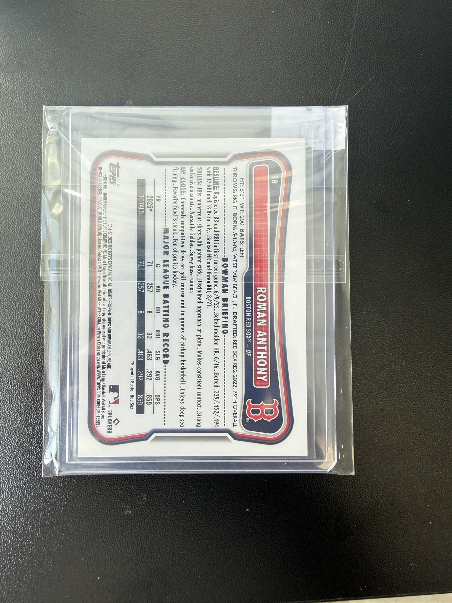 2025 Bowman Chrome #BCP-167 Roman Anthony Prospects Yellow #/75