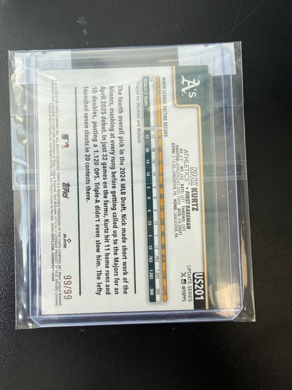 2025 Topps Update #US201 Nick Kurtz Green Holo Foil #/99