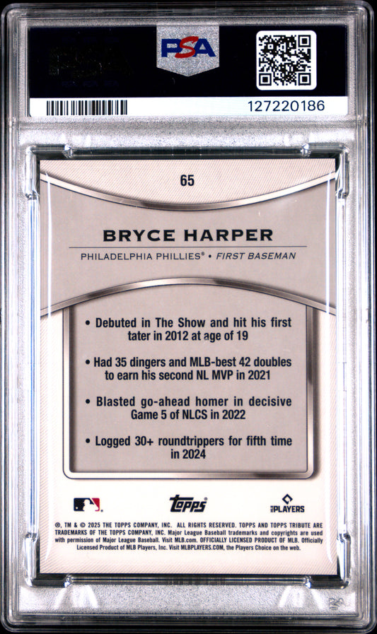 2025 Topps Tribute #65 Bryce Harper Red PSA 9
