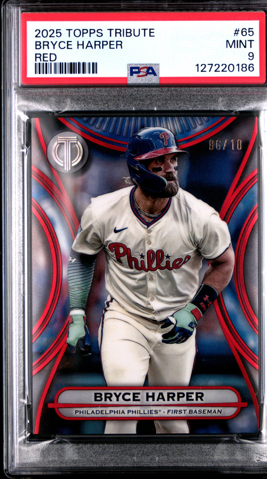 2025 Topps Tribute #65 Bryce Harper Red PSA 9