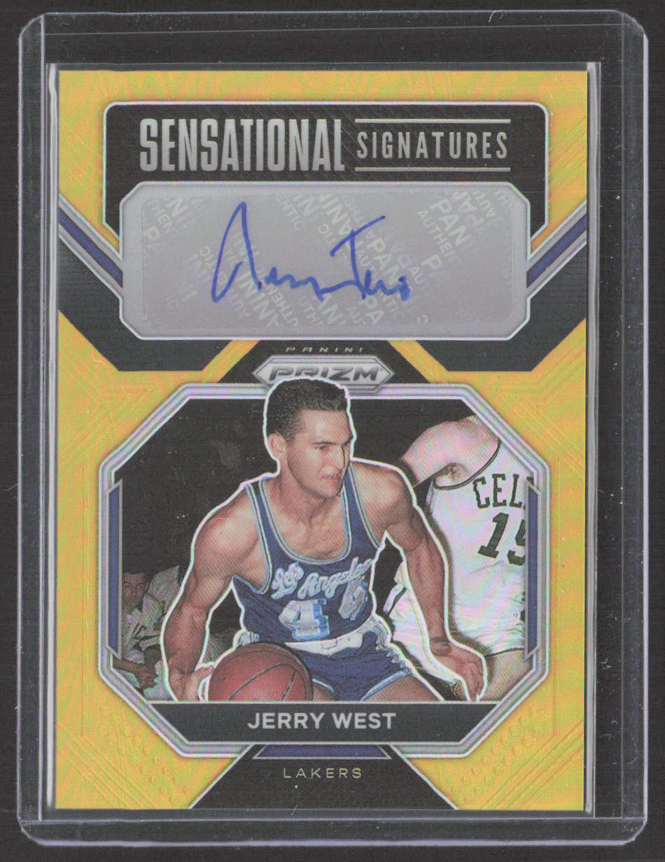 2022-23 Panini Prizm #SS-JR Jerry West Sensational Signatures Prizms Gold #/10