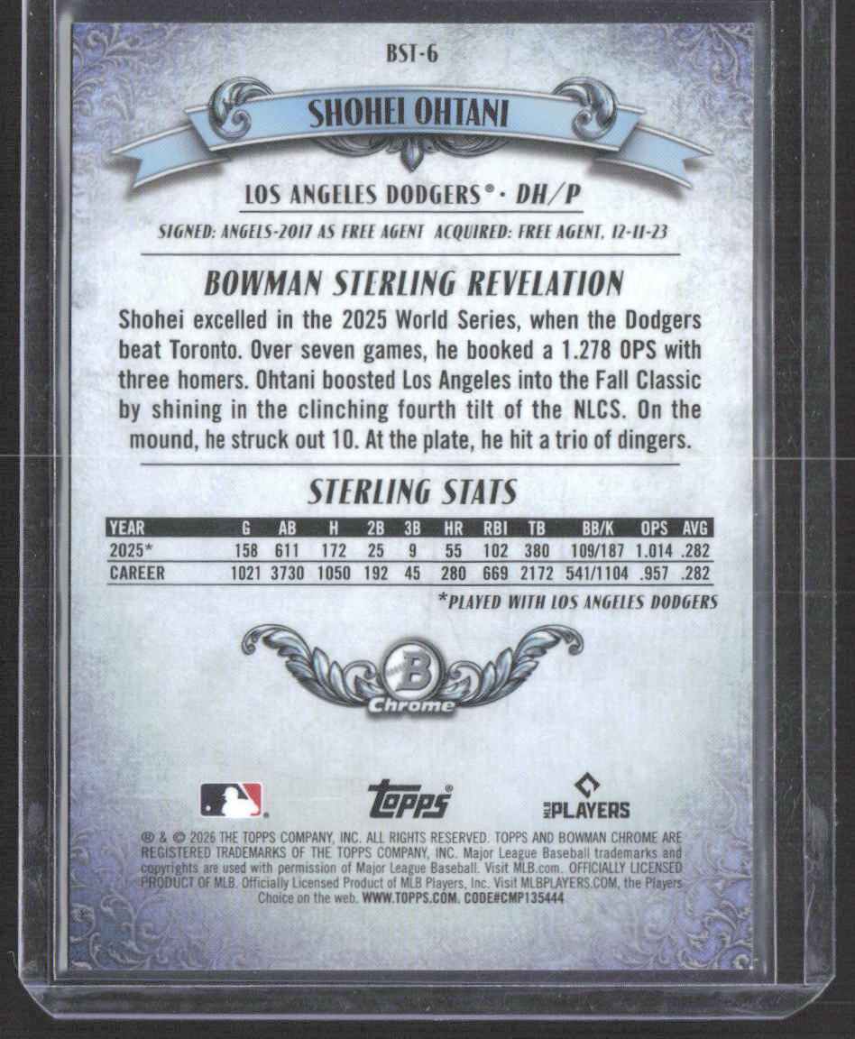 2026 Bowman #BST-6 Shohei Ohtani Bowman Sterling Green Refractors #/99
