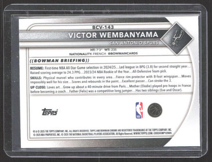 2025-26 Bowman #BCV-143 Victor Wembanyama Chrome Purple Refractors #/250