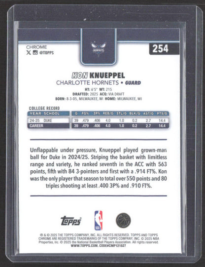 2025-26 Topps Chrome #254 Kon Knueppel Basketball Refractor
