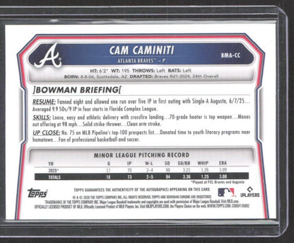 2025 Bowman #BCP-46 Cam Caminiti Chrome Prospects Mojo Purple Refractor #/250
